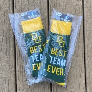 NWT Baylor University Bears For Bare Feet Yellow and Green Team Spirit Socks